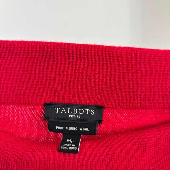 Talbots Petite Pure Merino Wool Sweater Women's Size Medium Holiday Red Sweater - Picture 5 of 7